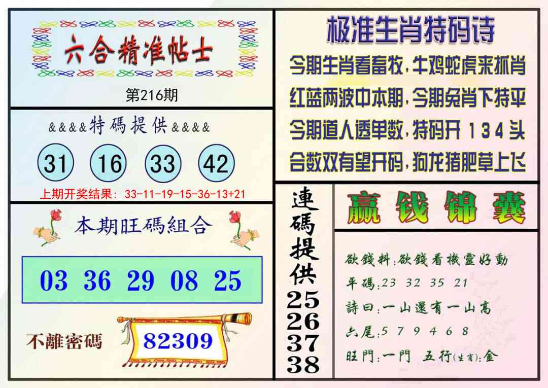 216期精准贴士[图]