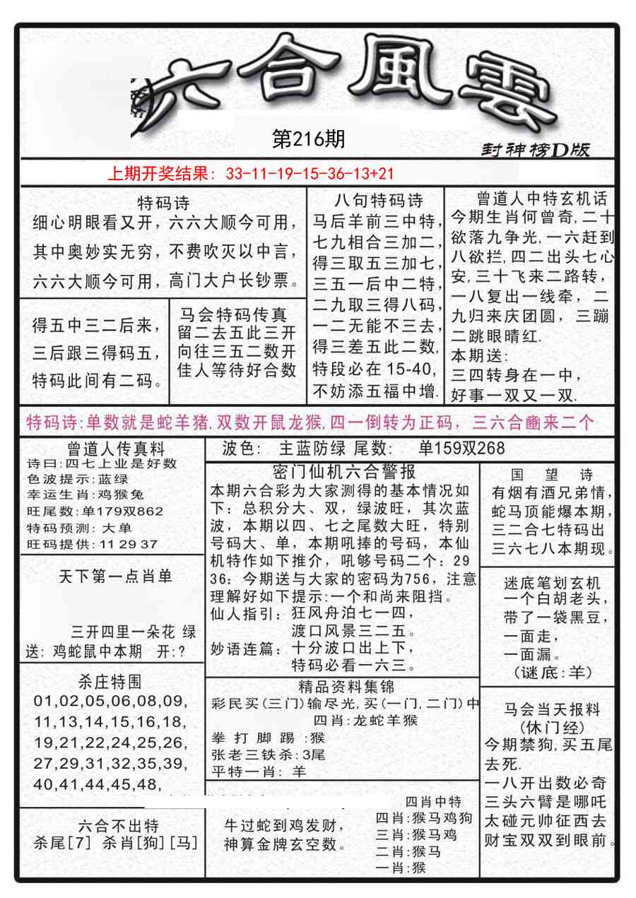 216期六合风云A[图]