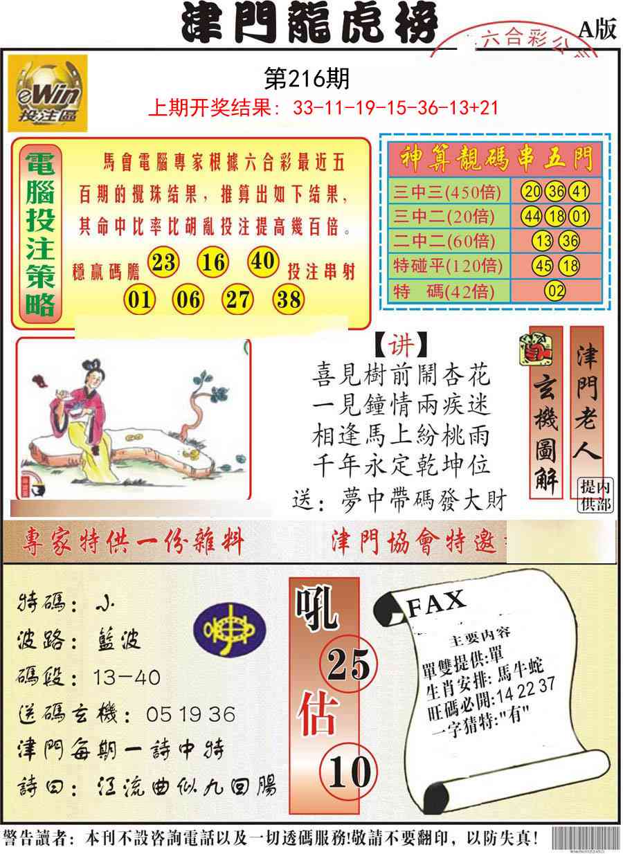 216期津门龙虎榜A[图]