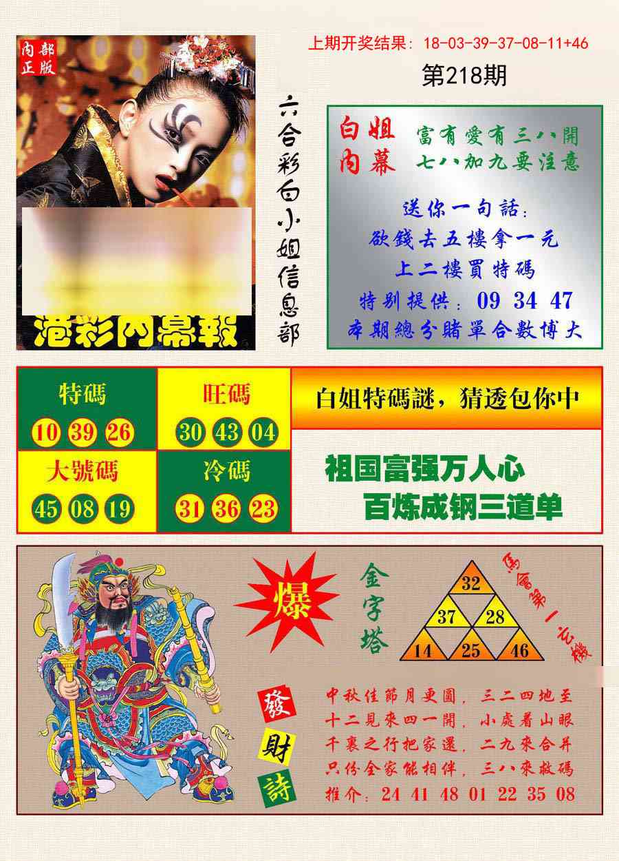 218期港彩内幕报[图]