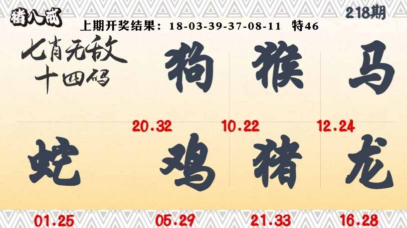 218期七肖无敌14码[图]