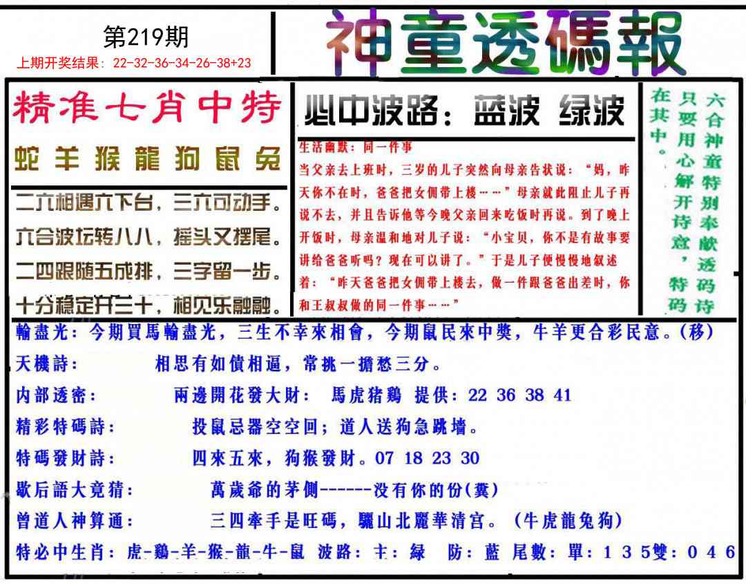 219期神童透码报[图]