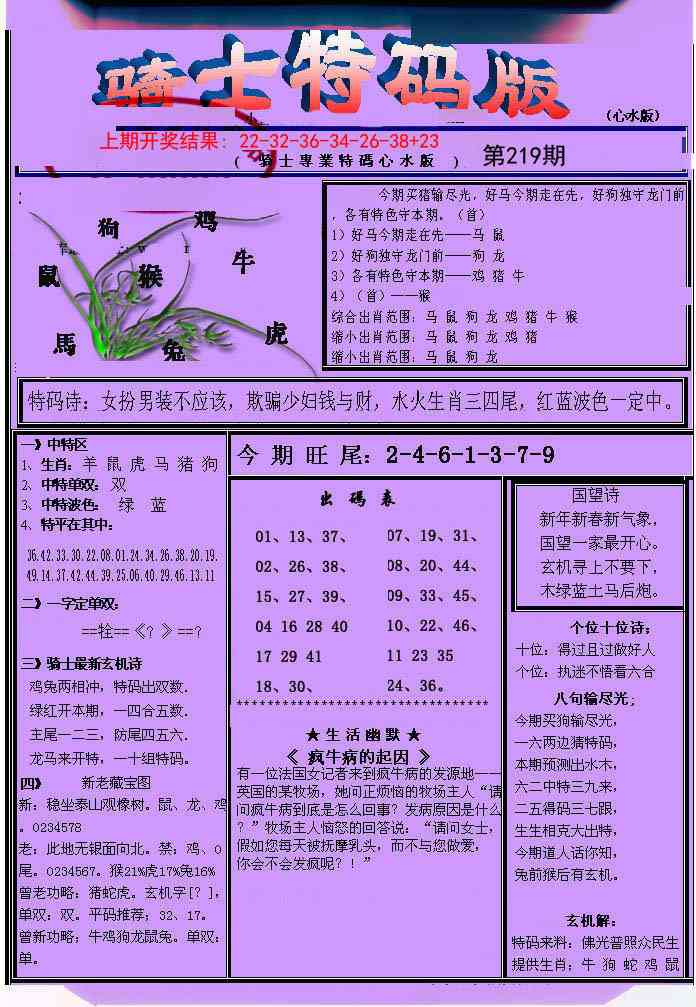 219期骑士特码版[图]