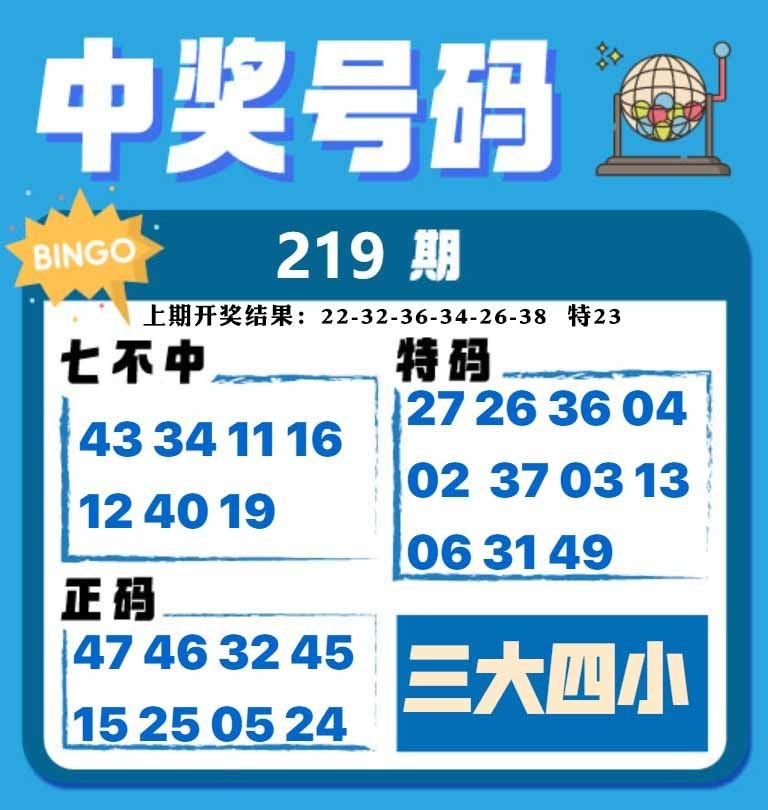 219期中奖号码[图]