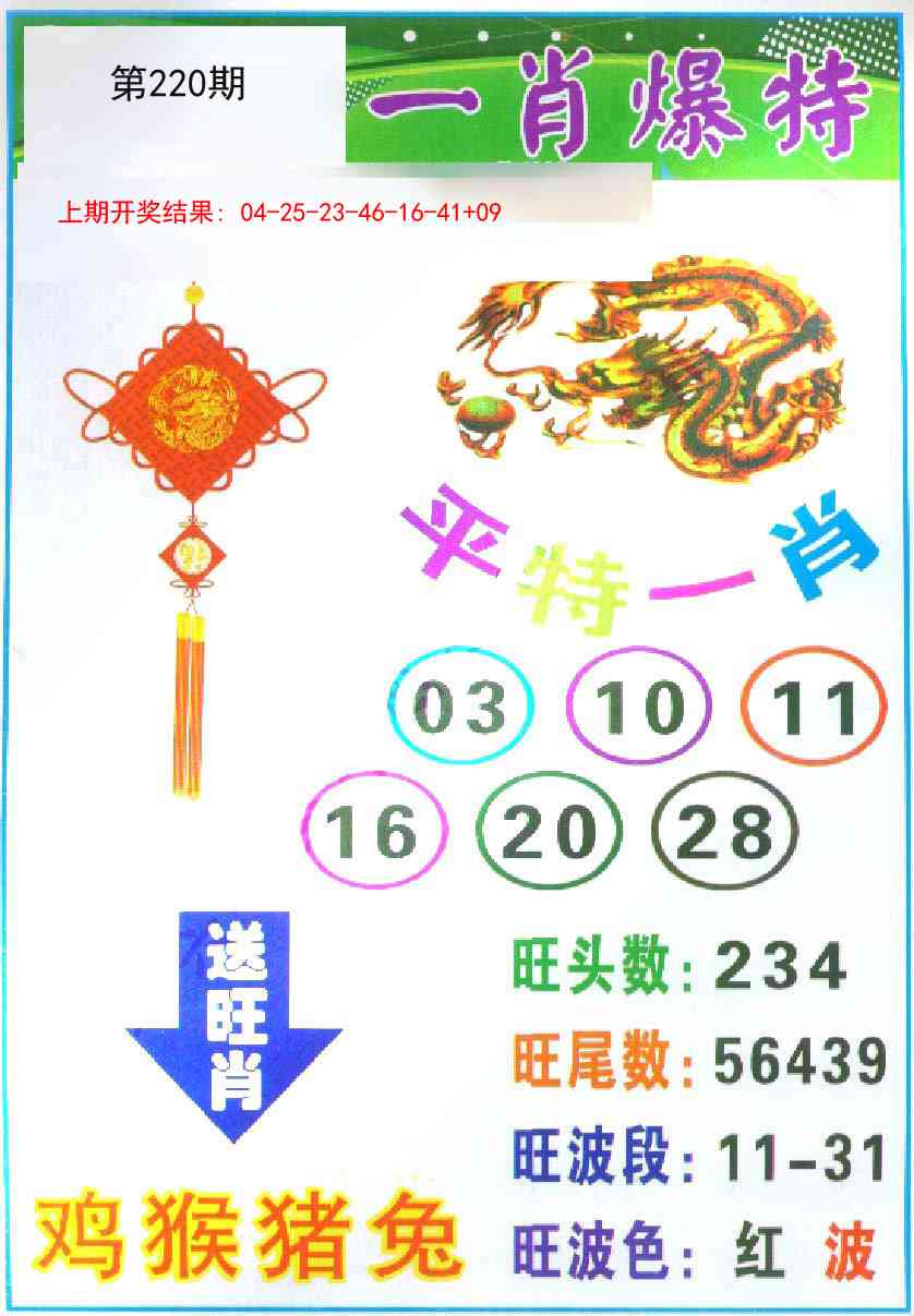 220期一肖爆特[图]