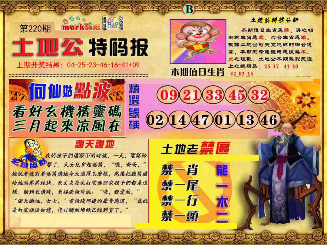 220期土地公特码报B[图]