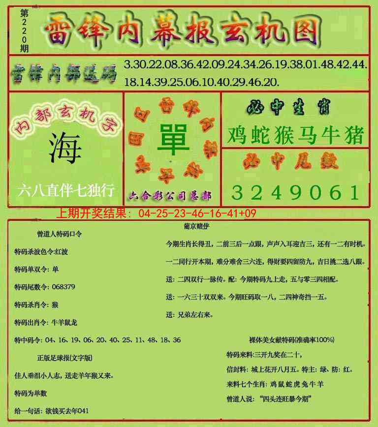 220期雷锋玄机报[图]