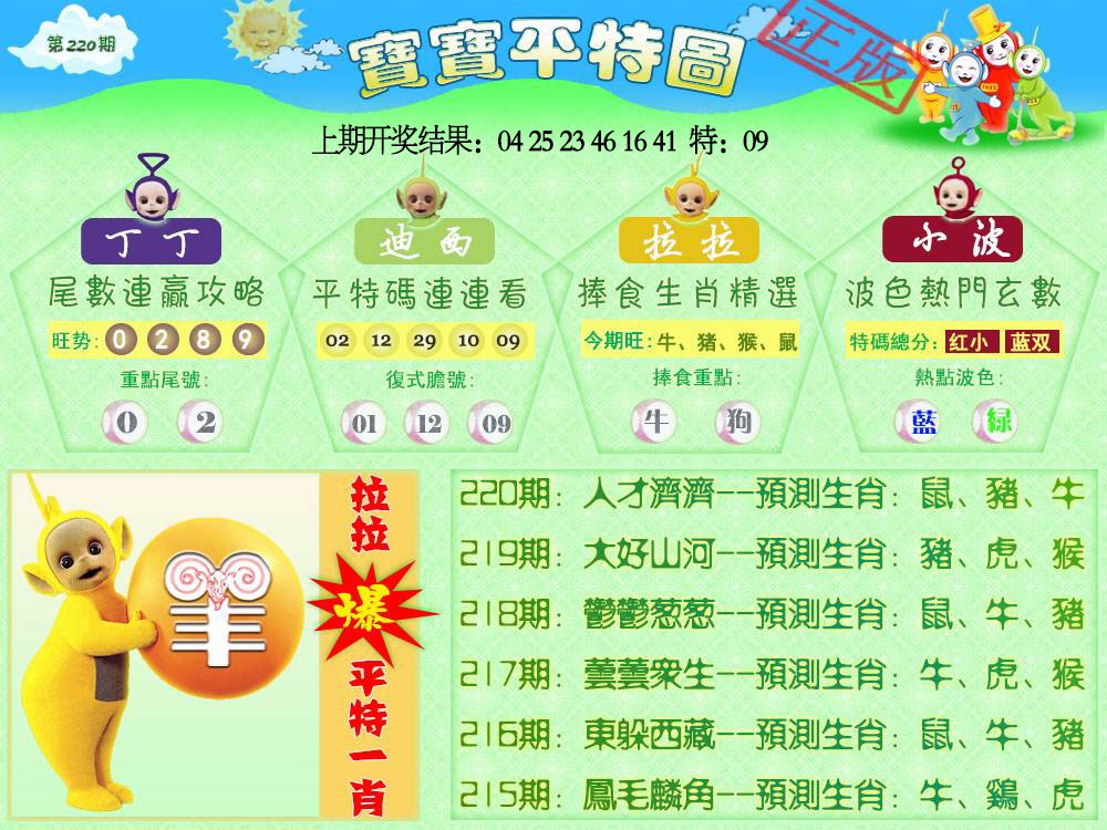 220期天线宝宝平特图[图]