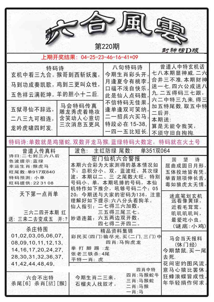 220期六合风云A[图]