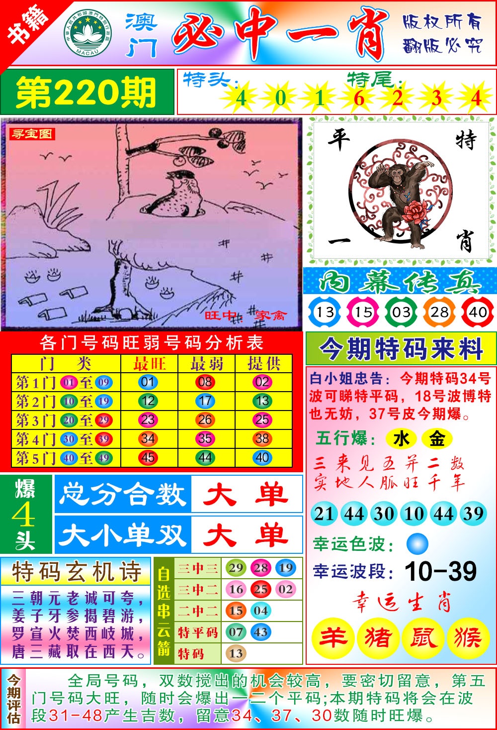 220期澳门玄机一特[图]