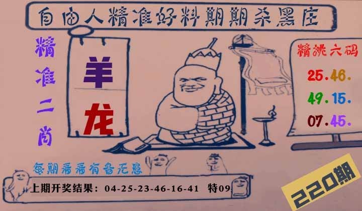 220期自由人二肖六码[图]