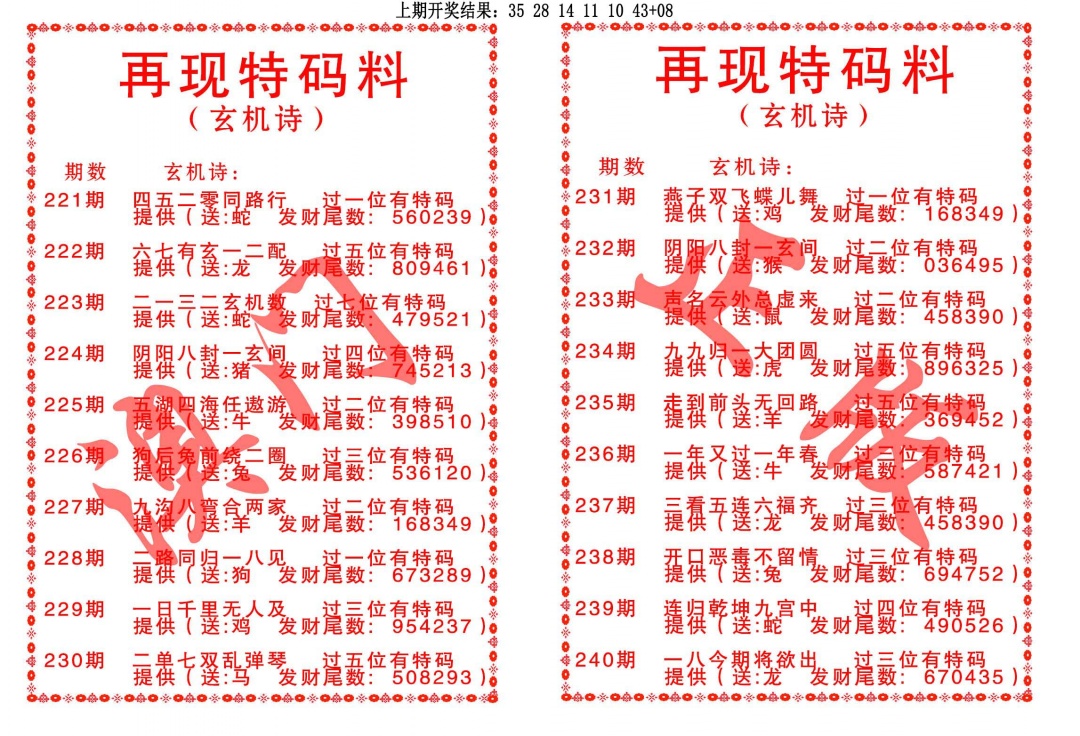 221期再现特码料[图]