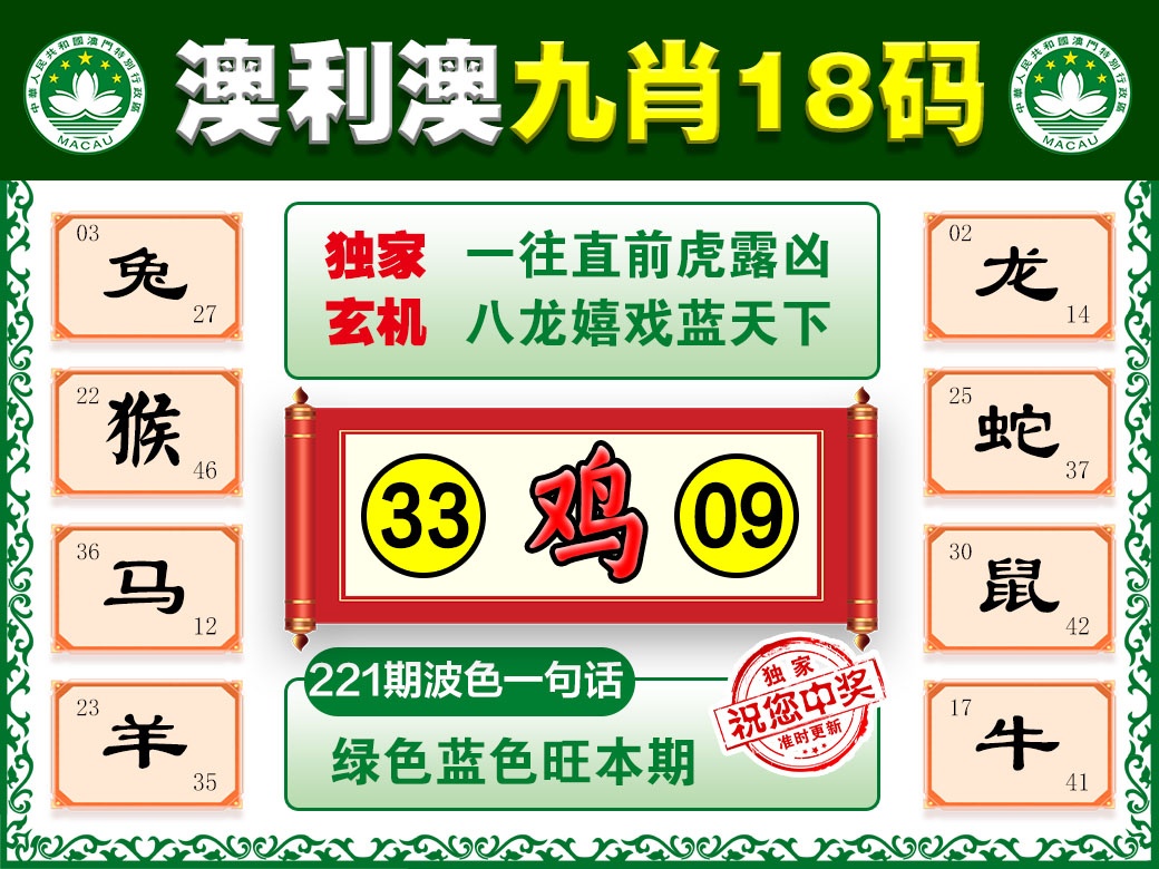 221期澳利澳九肖[图]