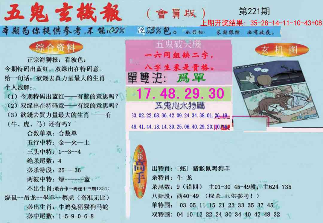 221期新五鬼玄机[图]