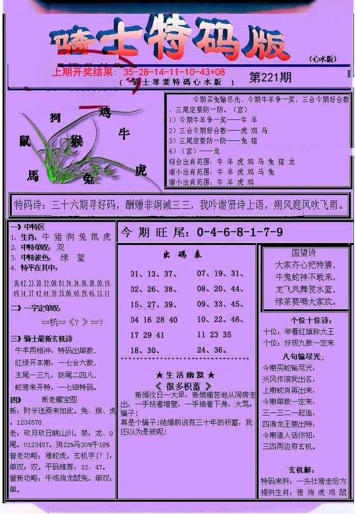 221期骑士特码版[图]