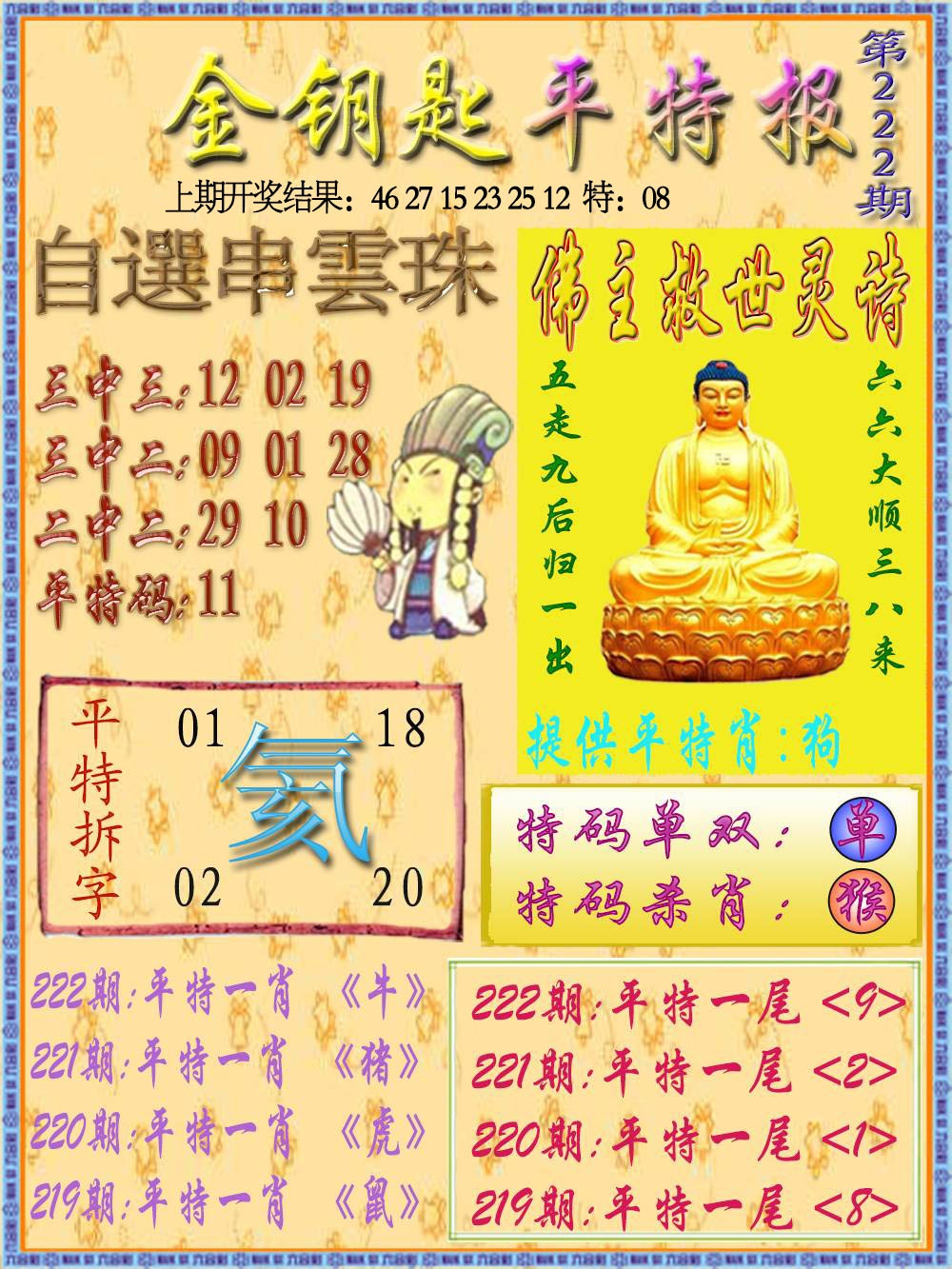 222期金钥匙平特报[图]