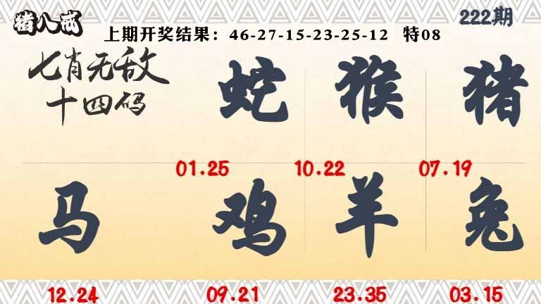 222期七肖无敌14码[图]