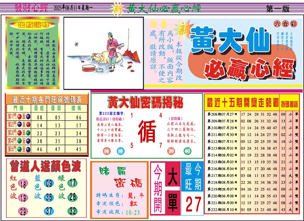 223期黄大仙必赢心经A[图]