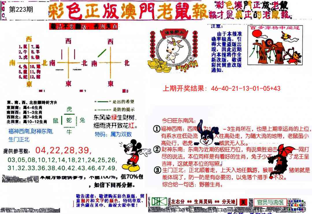 223期彩色正版澳门老鼠报[图]