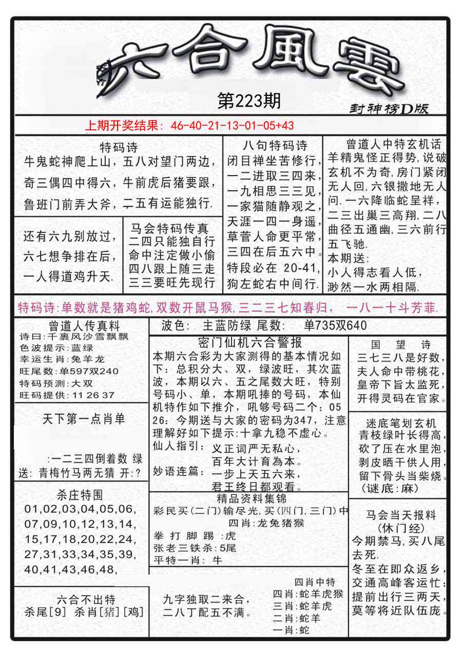 223期六合风云A[图]
