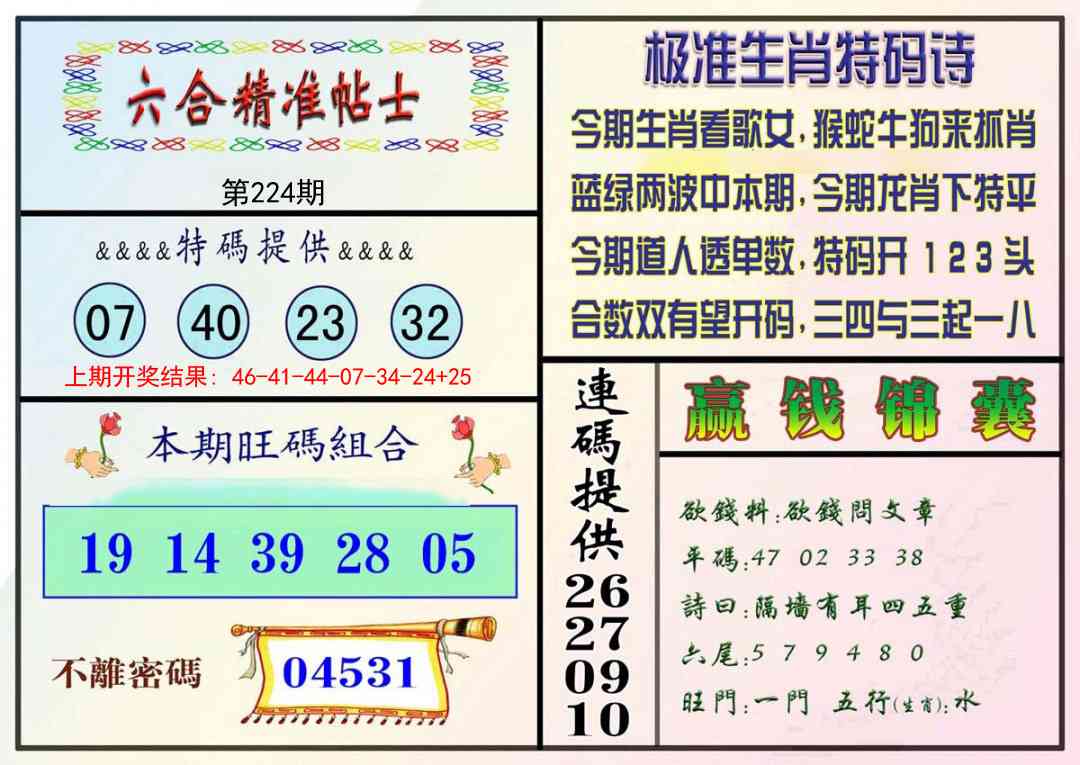 224期精准贴士[图]