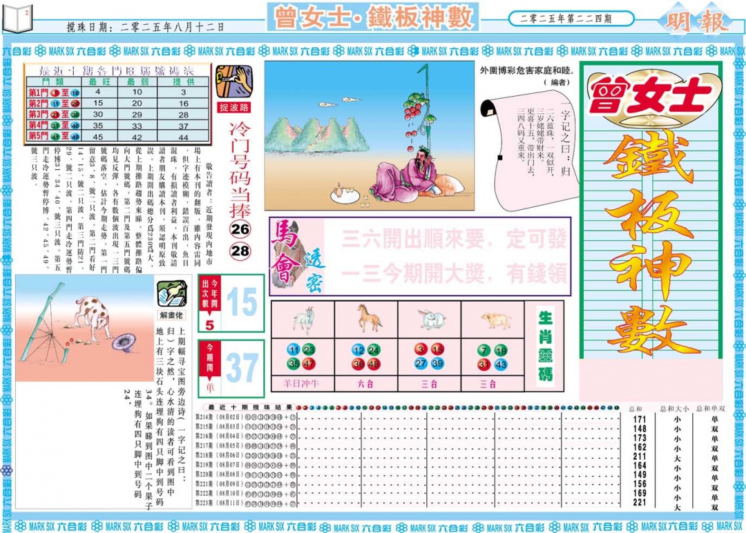 224期曾女士铁板神数A[图]