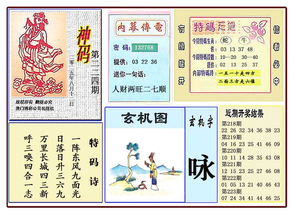 224期黄大仙神码[图]