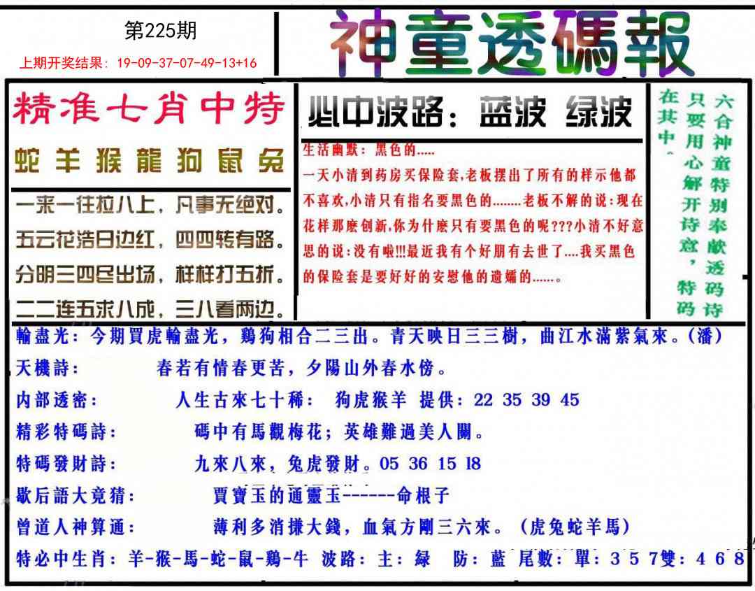 225期神童透码报[图]