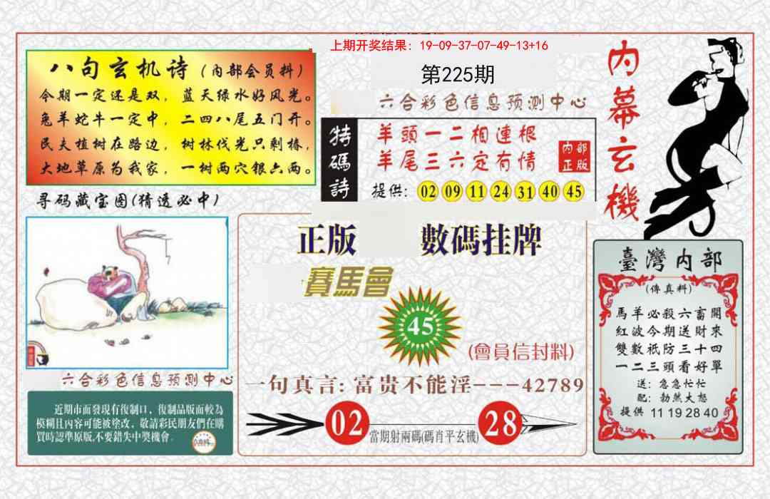 225期内幕玄机报[图]