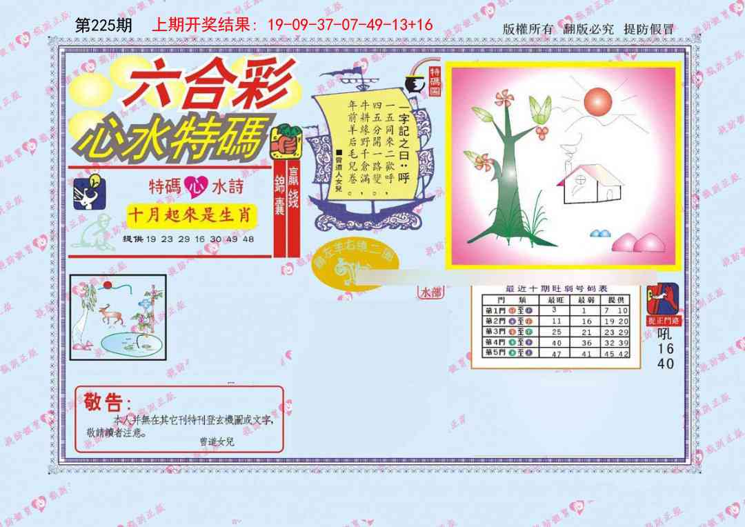 225期心水特码[图]