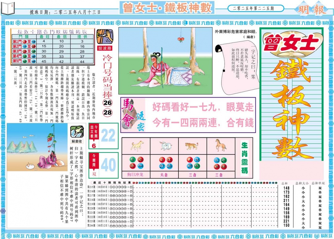 225期曾女士铁板神数A[图]