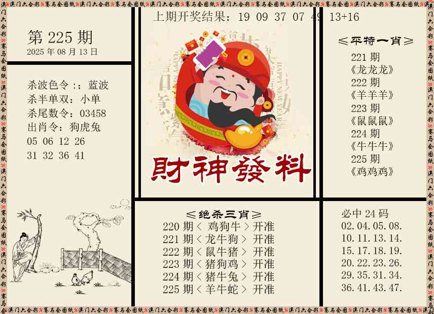 225期财神发料[图]