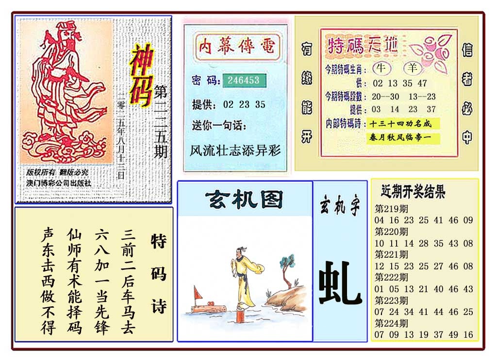 225期黄大仙神码[图]