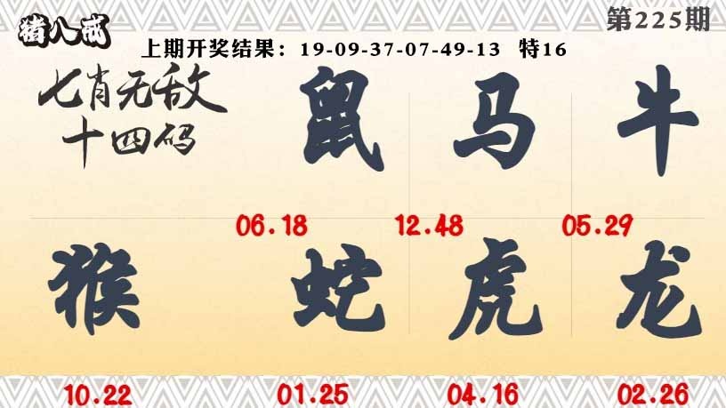 225期七肖无敌14码[图]