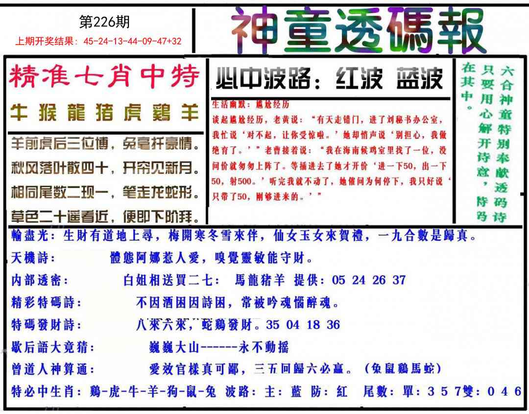 226期神童透码报[图]