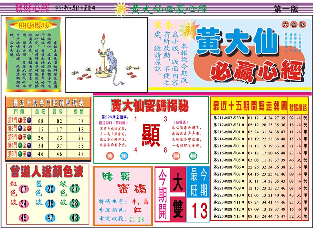 226期黄大仙必赢心经A[图]