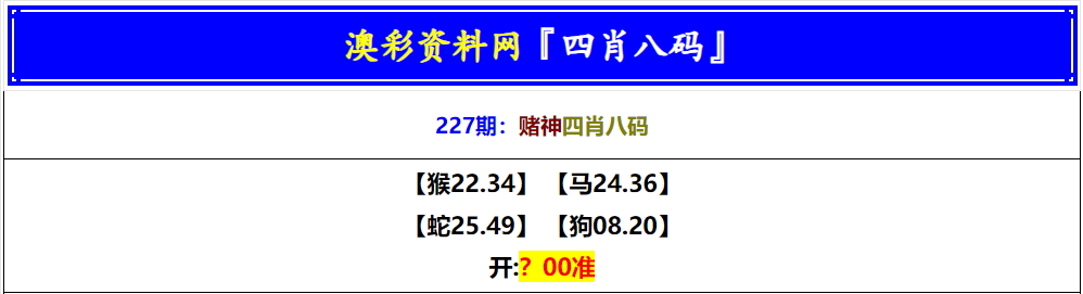 227期赌神四肖八码[图]