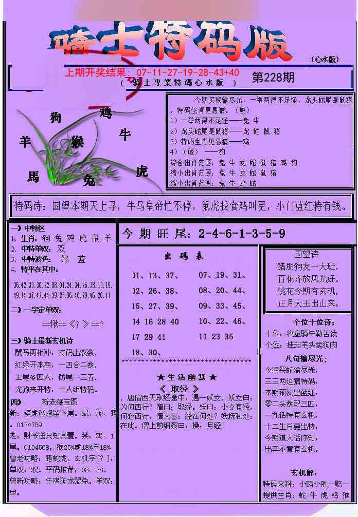 228期骑士特码版[图]
