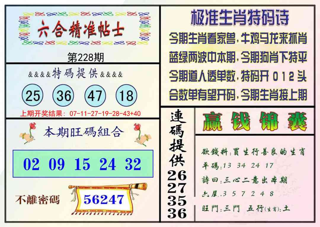 228期精准贴士[图]