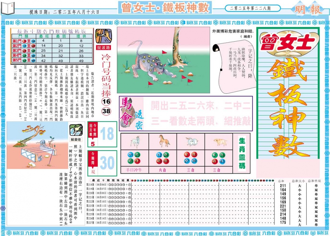 228期曾女士铁板神数A[图]