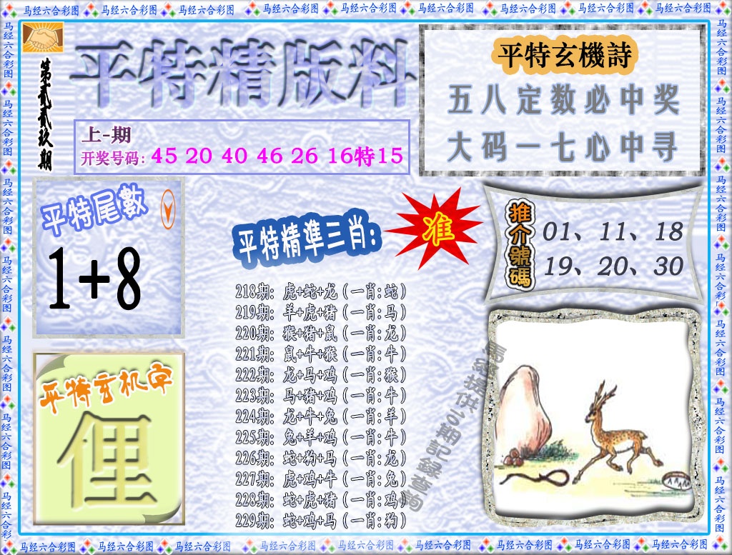 229期平特精版料[图]