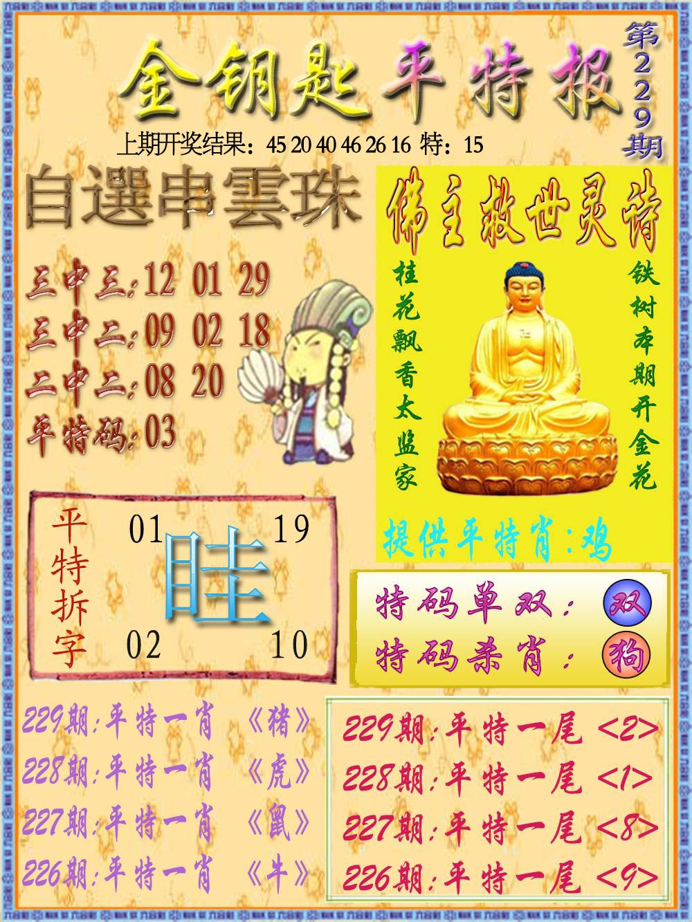229期金钥匙平特报[图]