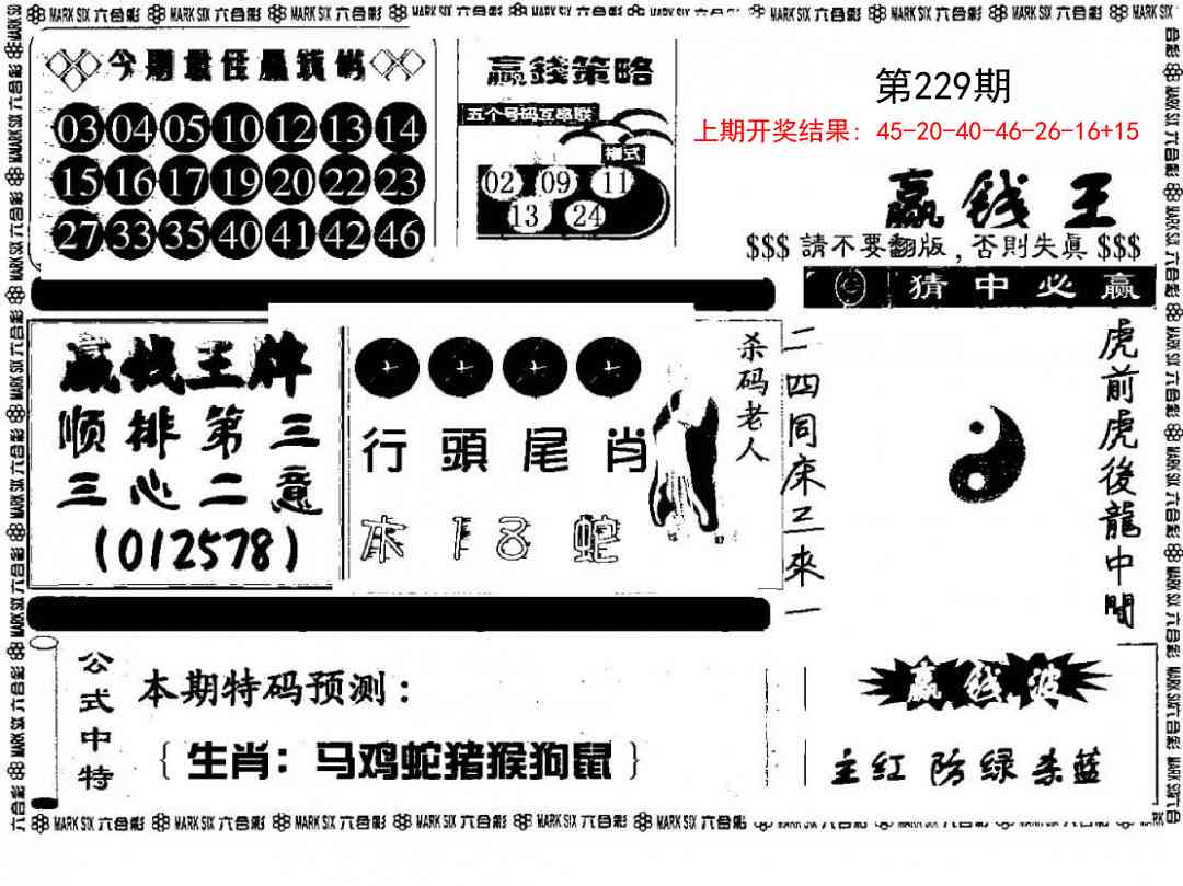 229期赢钱料[图]