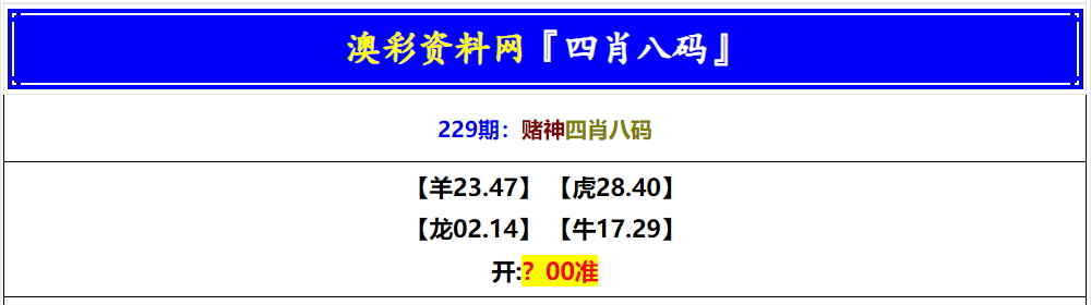 229期赌神四肖八码[图]