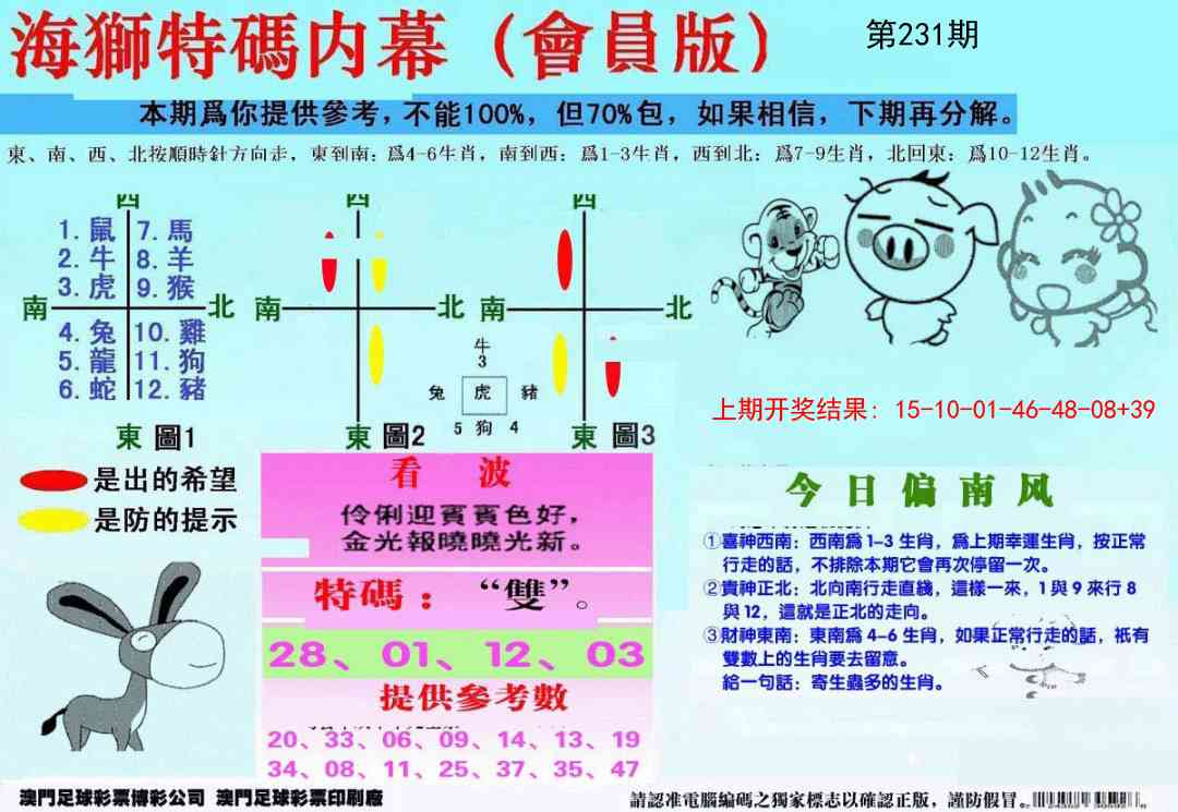 231期另版海狮特码内幕报[图]