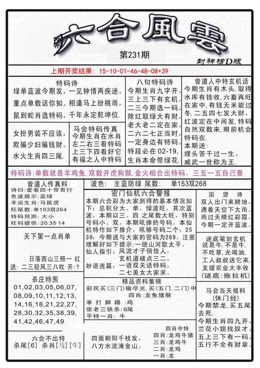 231期六合风云A[图]