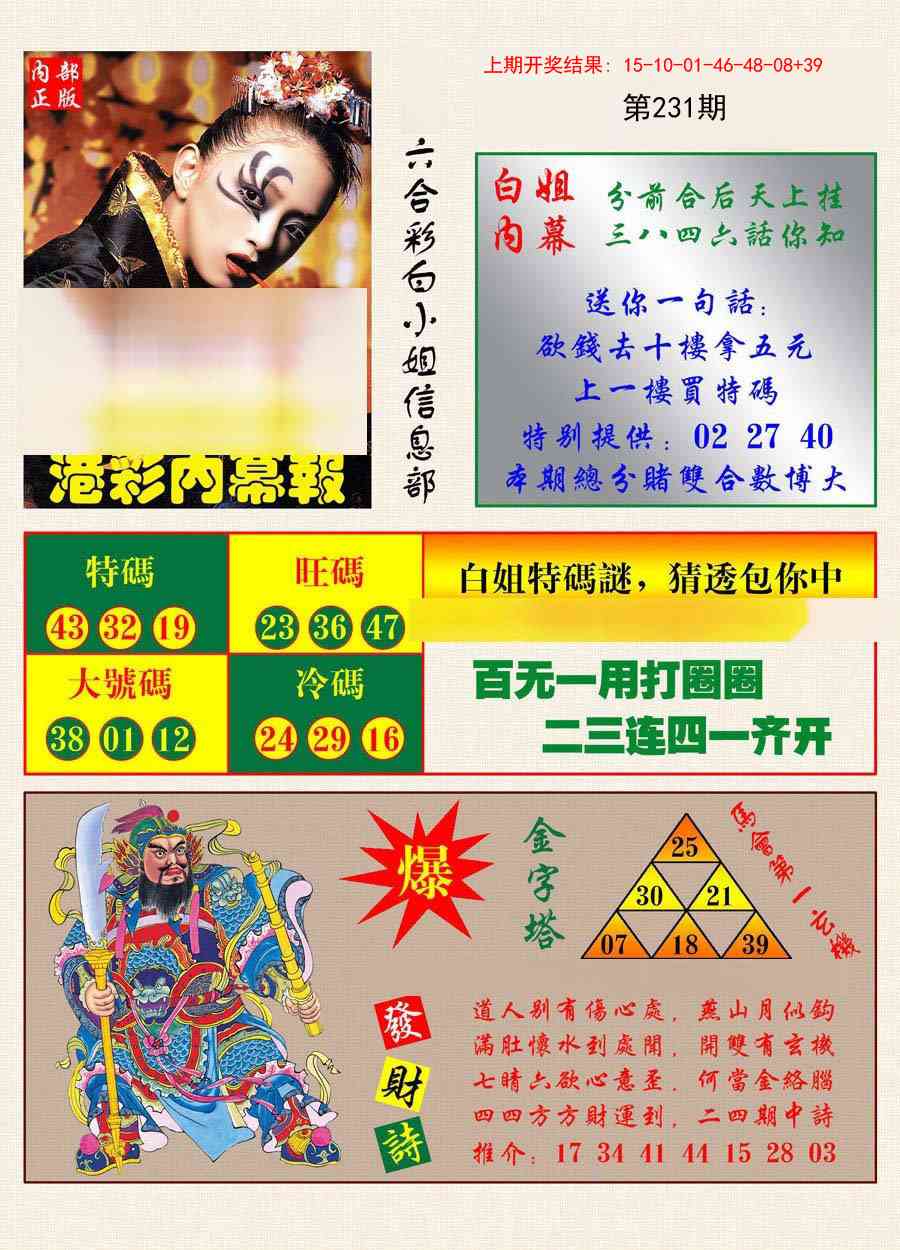 231期港彩内幕报[图]