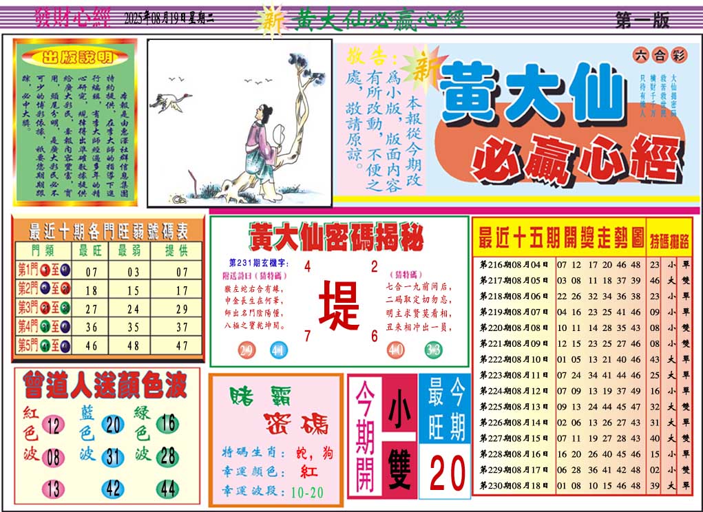 231期黄大仙必赢心经A[图]