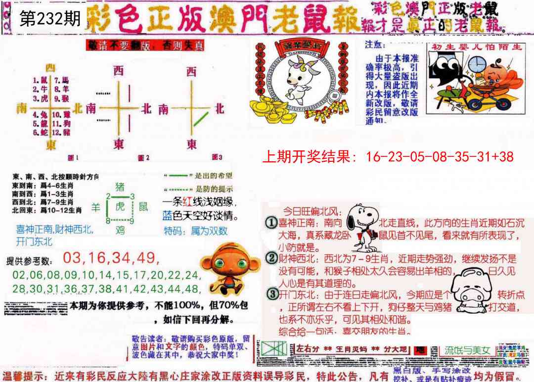 232期彩色正版澳门老鼠报[图]