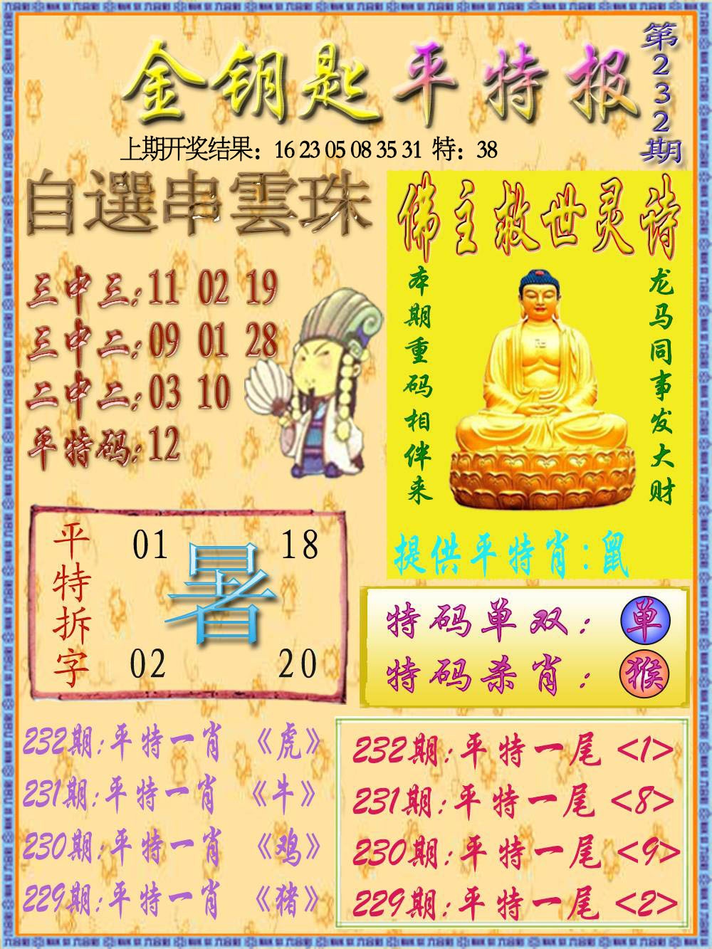 232期金钥匙平特报[图]